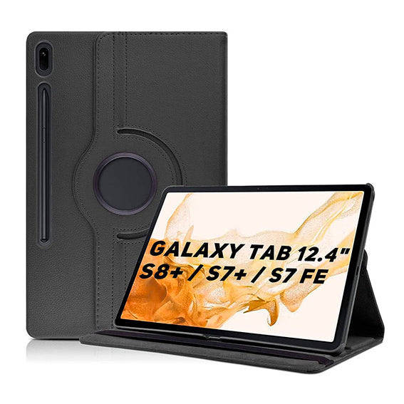 Funda para tablet Samsung Tab S8+ 12.4 personalizada con foto giratoria 360 negra